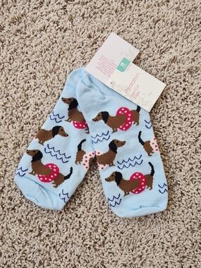 Xhilaration Light Blue Poolside Dachshunds Low-Cut Socks Size 4-10